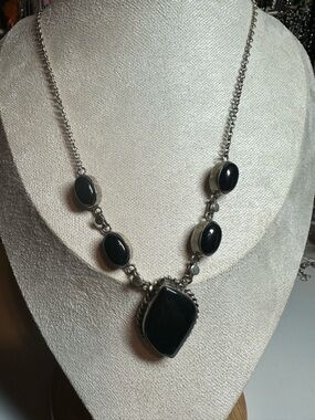 Sterling Silver Black Onyx Pendant Necklace